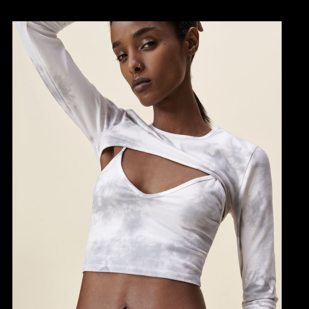 Zara TIE-DYE cropped top and arm-warmer